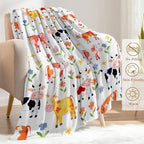 Cartoon Cow Fleece Blanket - Lightweight Soft Cozy Gifts Throw for Animal Lovers, Kids,Women,Cute Cattle Blankets,Cheerful Whimsical Design,Home Room Modern Farmhouse Decor 60x80in - Image 3