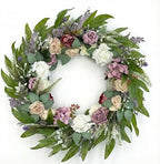 26 Inch Eucalyptus Wreaths with Roses, Hydrangeas, Lavender, Berries, Salal Leaves, Ferns, Dusty Miller, Green Summer Spring Wreaths for Front Door, Large Wreath for Porch Decor by Jorivel