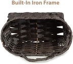 Set of 2 Wicker Wall Baskets for Hanging Storage, Handwoven Boho Wall Organizer, Decorative Wall Mounted Basket Set for Entryway, Mail, Keys, Plants, Flowers & Home Decor, Plastic Rattan Strap - Image 5