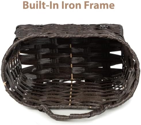 Set of 2 Wicker Wall Baskets for Hanging Storage, Handwoven Boho Wall Organizer, Decorative Wall Mounted Basket Set for Entryway, Mail, Keys, Plants, Flowers & Home Decor, Plastic Rattan Strap - Image 5