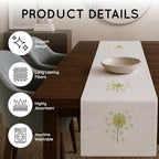 Hand-Embroidered Cotton Table Runner, 16 x 72 Inch, Yellow Dandelion - Image 5