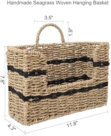Rustic Seagrass Hanging Wall Basket for Front Door（Rectangular) - Image 6
