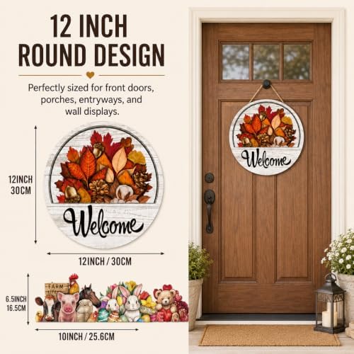 One Welcome Sign for Every Season, 16 PCS Interchangeable Welcome Sign for Front Door, Simple Elegant Farmhouse Seasonal Porch Decor Gift for Christmas (1 Set/15PCS) - Image 6