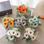 LUEUR Artificial Flowers with Ceramic Pot–6PCS Fake Sunflowers in Vase - Image 3