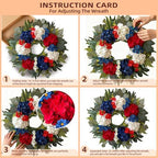 WANNA-CUL 24 Inch Patriotic Labor Day Wreath, Red White Blue - Image 3