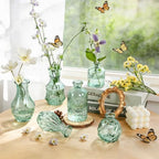 Aqua Green Glass Bud Vases Set of 24, Vintage Small Vases for Flowers Centerpieces, Table Decoration, Baby Shower, Decorative Mini Flower Vase Bulk for Holiday, Party, Bridal Shower, Home - Image 2