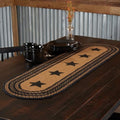 VHC Brands Farmhouse Primitive Jute Black Thanksgiving Table Runner w/Stenciled Stars 13"x48" by VHCBrands