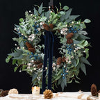 Winter Wreaths for Front Door 24 Inch Green Olive & Eucalyptus Wreath with Silver & White Berries, Pine Cones and Blueberries, Christmas & Holiday Indoor Outdoor Decor - Image 5