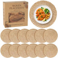 12 Pack 15IN Round Woven Placemats, Natural Bulrush Boho Farmhouse Mats by COSINIA