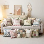 vctops Set of 2 Cotton Quilted Decorative Square Throw Pillow Covers with Scalloped Floral Pattern Soft Cushion Case for Couch Sofa Bed (Green,18"x18") - Image 3
