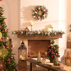 Valery Madelyn 6 Ft Christmas Garland with Lights for Mantle Red White - Image 2
