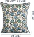 Ridhi Block Print Asparagus Green Pillow Cover 24" x 24" (Pack of 2) Decorative Couch Pillows for Living Room, Farmhouse Chic Boho Cute Outdoor Pillows Covers Gifts for Spring, Mother's Day - Image 4
