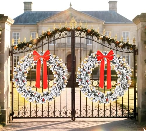 VINGLI 60" Extra Large LED Christmas Wreath with 220 Warm White Lights - Image 2