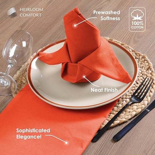 Orange Cloth Napkins 17"x17" - Set of 12-100% Cotton, Durable, Absorbent, Washable, Reusable - Perfect for Summer, Rustic Weddings, Fall, Halloween, Thanksgiving, Everyday Use - Image 7