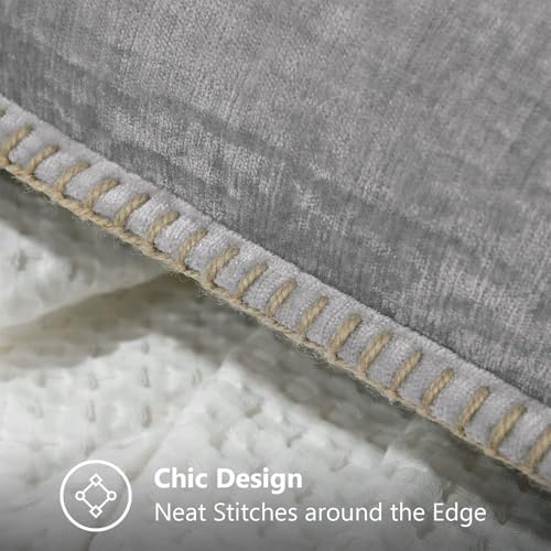 decorUhome Soft Chenille Throw Pillow Covers 22x22 Set of 2 Neutral Gray - Image 4