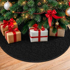 Skylety 48'' Christmas Tree Skirt Rug Embossing Xmas Tree Skirt, Black - Image 6