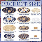 Xuhal 15 Pcs Boho Wall Basket Decor Handcrafted Seagrass Woven Wall Basket Rustic Round Woven Hanging Art for Home Farmhouse Kitchen Table Living Room(Blue Classic Style) - Image 3