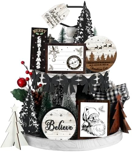 14 Pcs Halloween Tiered Tray Decor Set, Gnome Wood Table Signs (Modern) by Unknown
