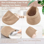 Honeydak 3 Hanging Baskets, Light Linen, Barrel, Cotton Rope - Image 3