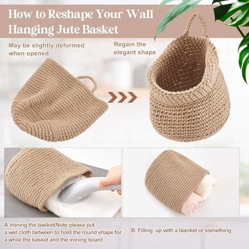 Honeydak 3 Hanging Baskets, Light Linen, Barrel, Cotton Rope - Image 3