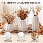 6 Pcs Rtterri Fall Pumpkin Vases, Autumn Ceramic Vases, White - Image 3