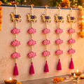 12 Pcs Indian Pichwai Style Diwali Hanging Decor, Pink Lotus with Cow by DoubleFill