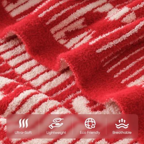Snuggle Sac Candy Cane Christmas Throw Blanket, Ultra Soft Cozy Decorative Checked Throw Blanket for Couch, Sofa and Bed for Christmas,(Red,60x80 inches,) - Image 3