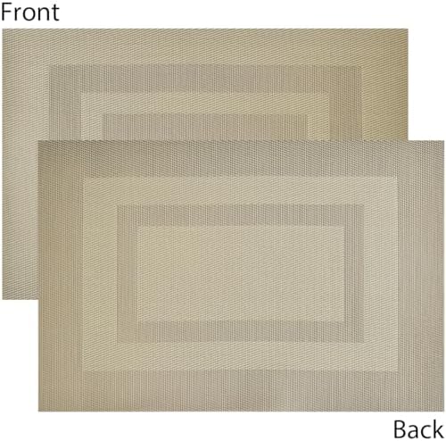 PIGCHCY Placemats Set of 12 Washable Durable Place Mats Vinyl Heat Resistant Non-Slip Table Mats Indoor Outdoor (18 x 12 inches, Beige) - Image 3