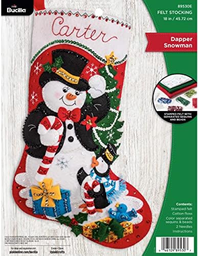 Bucilla Felt Applique 18" Stocking Making Kit, Dapper Snowman, Perfect for DIY Arts and Crafts, 89530E by Bucilla