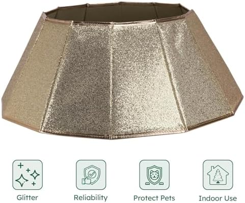 HarcoHome Dazzling Christmas Tree Collar, 26" D Foldable Crystal Christmas Tree Base Cover, Handmade Skirt for Xmas Decoration (Rose Gold, Diamond) - Image 2