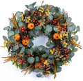 24" Eucalyptus Fall Wreath with Pumpkin Foliage for Farmhouse Autumn Door by Unknown