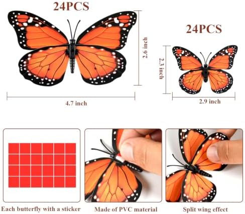 Artificial Marigold Flower Heads,Marigold Heads Bulk and 48 Monarch Butterfly for Dia De Los Muertos Diwali Decorations for Home Wreath Garland DIY Day of The Dead Altar Decor Orange (200) - Image 3