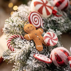 Winter Christmas Wreath Candy Cane Gingerbread for Front Door, 18" Christmas Red White Xmas Indoor Outdoor Wreath, Holiday Wreaths for Window Wall - Image 5