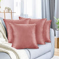 Nestl Throw Pillow Covers, Cozy Velvet Decorative Autumn Pillow Covers 22x22 Inches, Soft Solid Couch Pillow Covers for Sofa, Bed and Car, Set of 4 - Misty Rose by Nestl