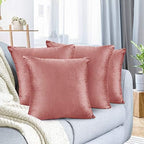 Nestl Throw Euro Pillow Covers, Cozy Velvet Decorative Pillow Covers 26x26 Inches, Soft Solid Couch Pillow Case for Sofa, Bed and Car, Set of 4 - Misty Rose by Nestl