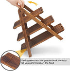 Manspdier Wood 3 Tier Serving Tray Three Tiered Stand, Rectangle Platter Wooden Farmhouse Tray, Party Dishes for Entertaining, Rustic Vintage Trays & Platters - Image 4
