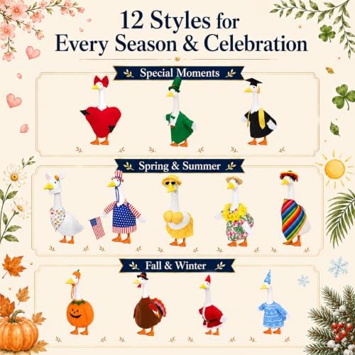 12 Pack Porch Goose Outfits, Seasonal Clothes for 23 Inch Goose Statue - Image 2