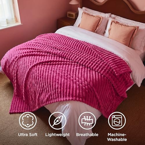 Bedsure Soft Queen Size Blanket for Bed Hot Pink 90"x90" - Image 5