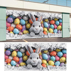 ANNA QUEEN Easter Bunny Garage Door Banner 7x16FT, Cute Rabbit Peeking Cracked Wall Garage Door Cover with Colorful Eggs, Large Outdoor Spring Decoration Backdrop for Double Garage Door & Egg Hunt Party - Image 6