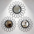 Black Flower Mirror Set of 3, 3PCS Metal Round Decorative Wall Mirrors, Floral Petal Accent Mirror Wall Decor for Living Room, Bedroom, Entryway & Bathroom by HMANGE