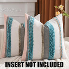Turquoise Pillow Covers 18x18 inch Set of 2 Boho Farmhouse Decor - Image 2