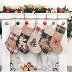 LUBOT New 5 Pack Christmas Stocking 20" Red Green Plush Plaid Mix and Match Classic Rustic Farmhouse Country Cotton Fireplace Hanging Xmas Stockings Decorations for Family Holiday Season Decor - Image 3