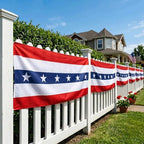 2 Pack Patriotic Bunting Banner, 4th of July Outdoor Porch Decorations 2.5 x 20 ft Red White and Blue American Flag for Memorial Day, Veterans Day, Home Yard (Independence Day-1) - Image 7