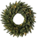 Balsam Hill Vermont White Spruce Christmas Wreath - 26" Majestic East Coast Front Door Wreath with True Needle Foliage & Battery-Operated LED Clear Lights by BalsamHill