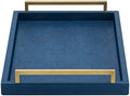 XIGEXIGE Navy Blue Decorative Serving Tray, Shagreen Leather Coffee Table Tray, Rectangle for Home Decor by XIGEXIGE