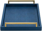XIGEXIGE Navy Blue Decorative Serving Tray, Shagreen Leather Coffee Table Tray, Rectangle for Home Decor by XIGEXIGE