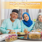 2 Pcs Ramadan Trays with Lid Metal Gold Eid Mubarak Plates Ramadan Moon Candy Dish Table Decorations Food Serving Tray Islam Muslim Al-Fitr Cookie Storage Container for Eid Party Supplies - Image 5