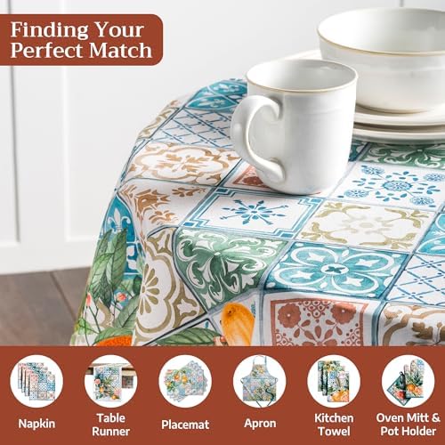 Maison d' Hermine Table Cloth Round Table Reusable 100% Cotton 69" Diameter - Image 4