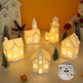 11Pcs White Ceramic Christmas Village Houses with Timer by Luxstyra
