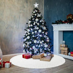 Kinlop 72 Inch Faux Fur Christmas Tree Skirt, Crossed Diamond Textured Mat - Image 7